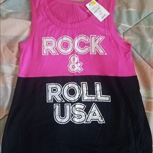 black and pink color block tank